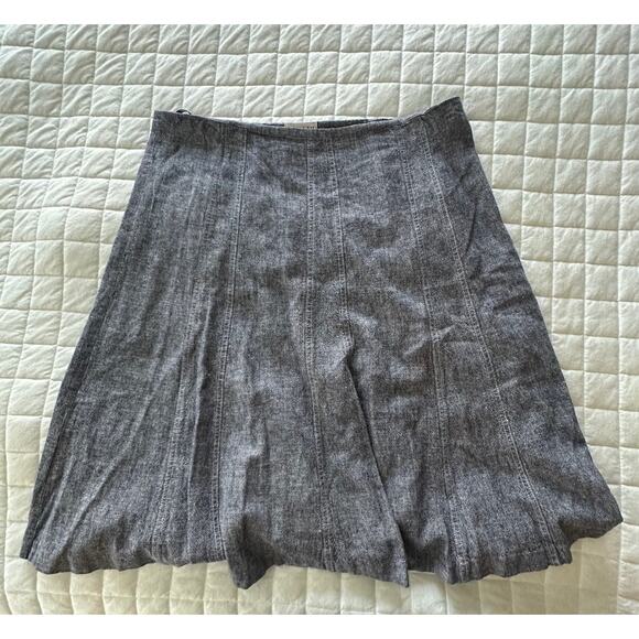 GILANI Skirt Womens 16 Blue Linen Blend Midi A-Line Minimalist Bohemian Chic - Picture 2 of 10